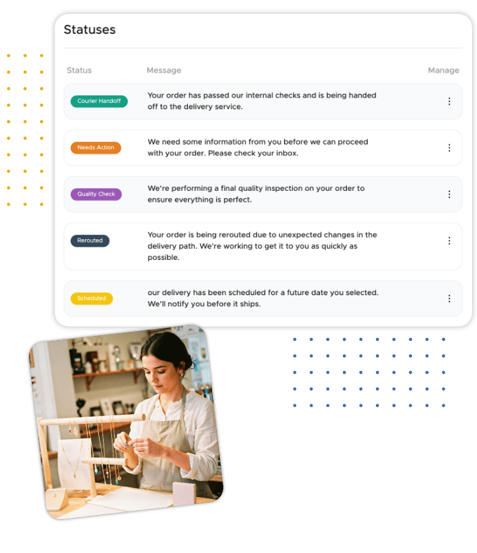 Integrierte Status-Updates & Benachrichtigungen