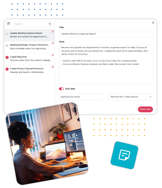 Stay on Top of Tasks with Notes & Reminders