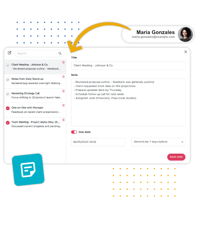 Individuelle Notizen für jeden Nutzer hinterlegen