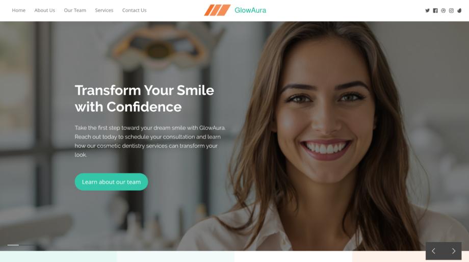 GlowAura - Modern Cosmetic Dentist Website Template