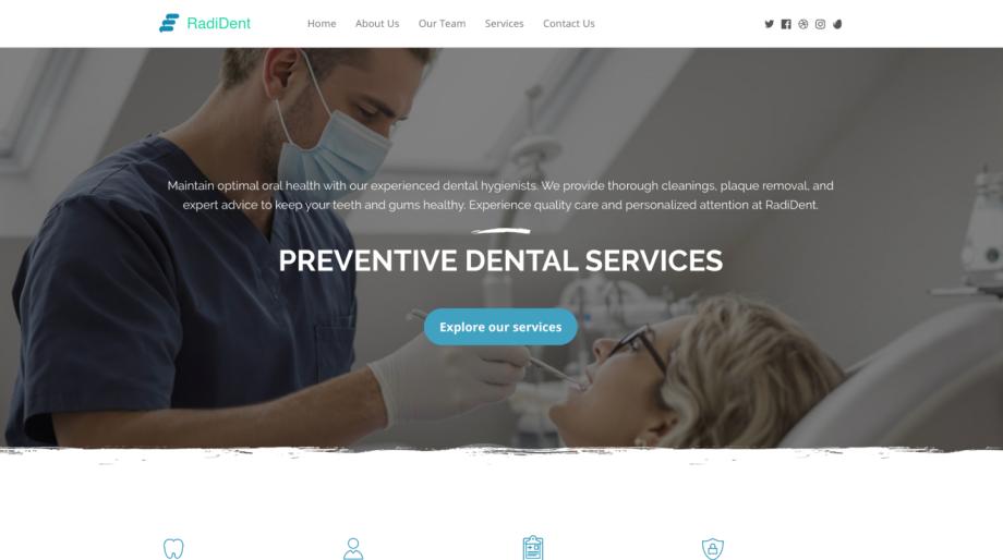 RadiDent - Professional Dental Hygienist Website Template