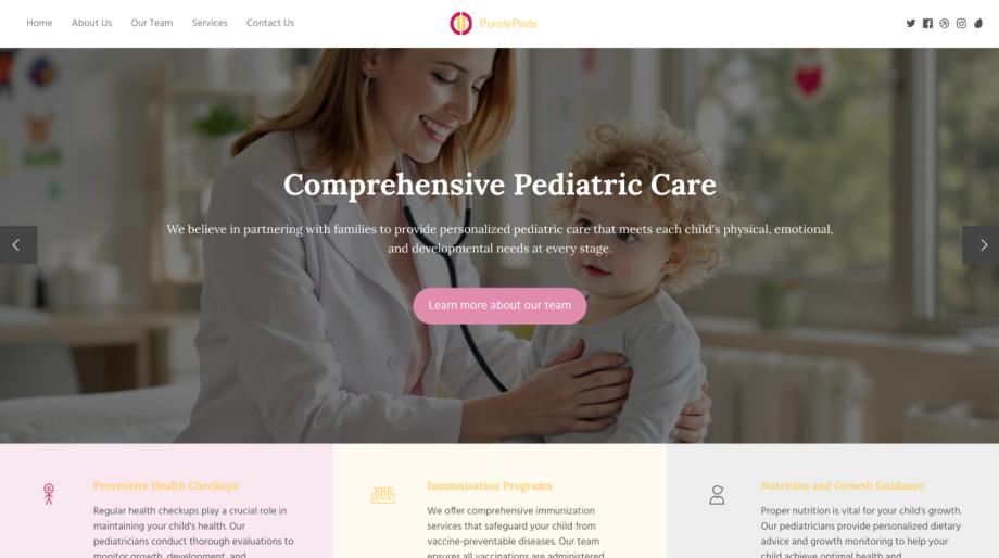 PurelyPeds - Pediatrician Website Template