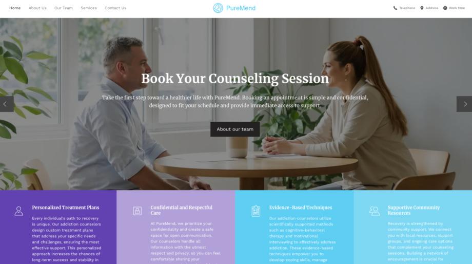PureMend - Comprehensive Addiction Counselor Website Template