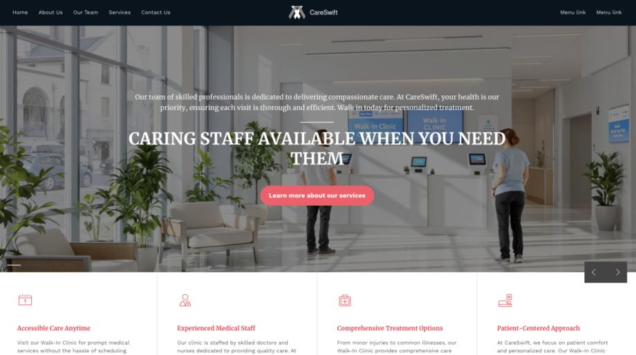 CareSwift - Modern Walk-In Clinic Template