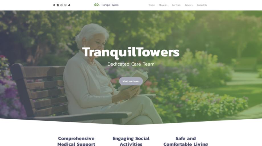 TranquilTowers - Modern Retirement Home Website Template