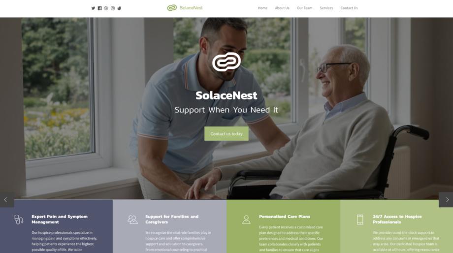 SolaceNest - Modern Hospice Care Website Template