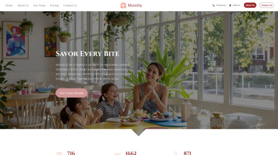 Munchly - Modern Restaurant Website Template