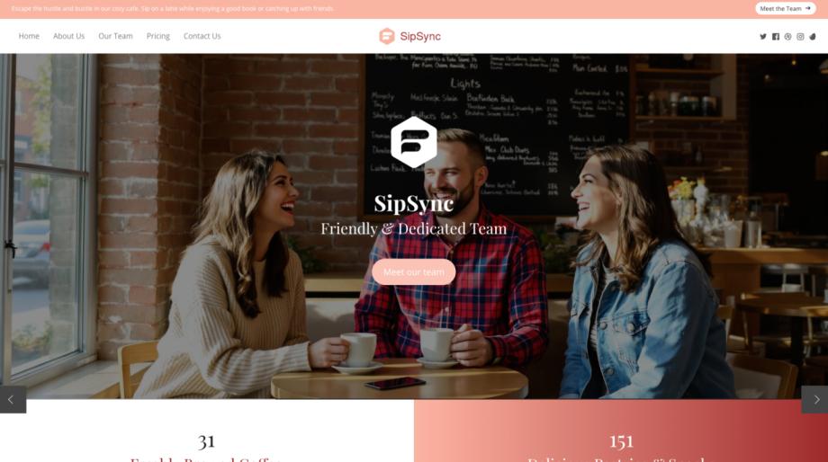 SipSync - Modern Cafe Website Template