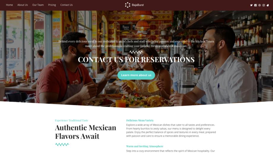 BajaBurst - Modern Mexican Restaurant Website Template