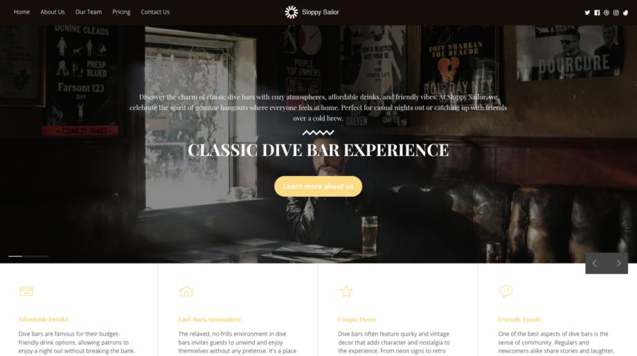 Sloppy Sailor - Dive Bar Website Template