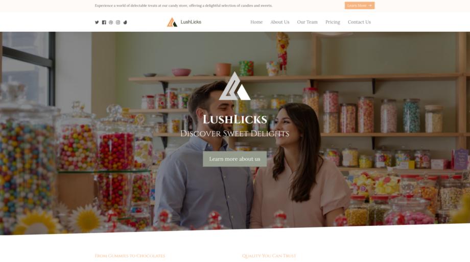 LushLicks - Delicious Candy Store Website Template