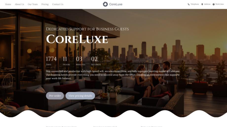 Modern Business Hotel Website Template - CoreLuxe