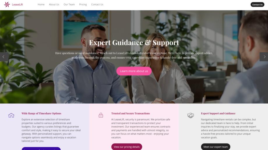 LeaseLift - Modern Timeshare Agency Website Template