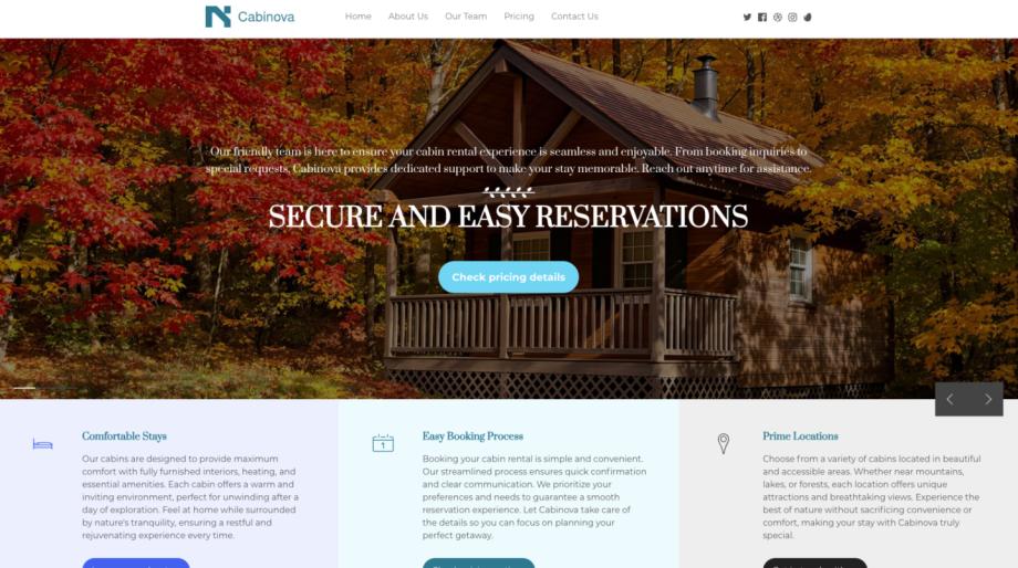 Cabin Rental Website Template - Cabinova
