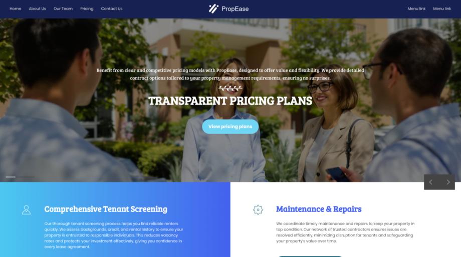 PropEase - Modern Property Management Website Template