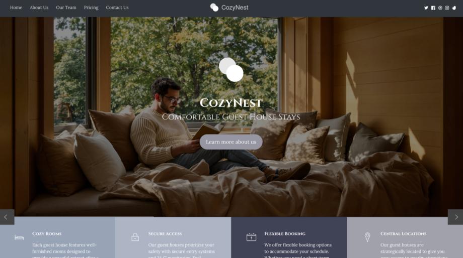CozyNest - Charming Guest House Website Template