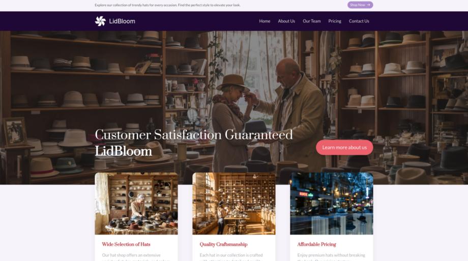 LidBloom - Modern Hat Shop Template