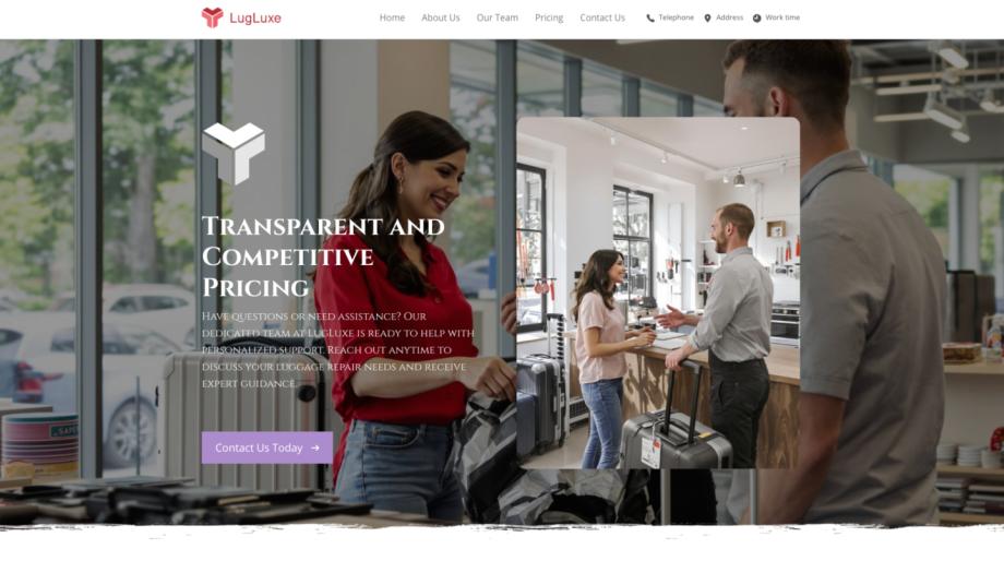 Modern Luggage Repair Shop Website Template - LugLuxe
