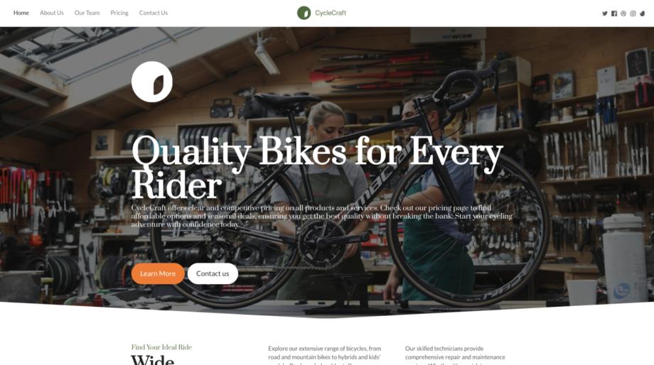 CycleCraft - Modern Bicycle Shop Template