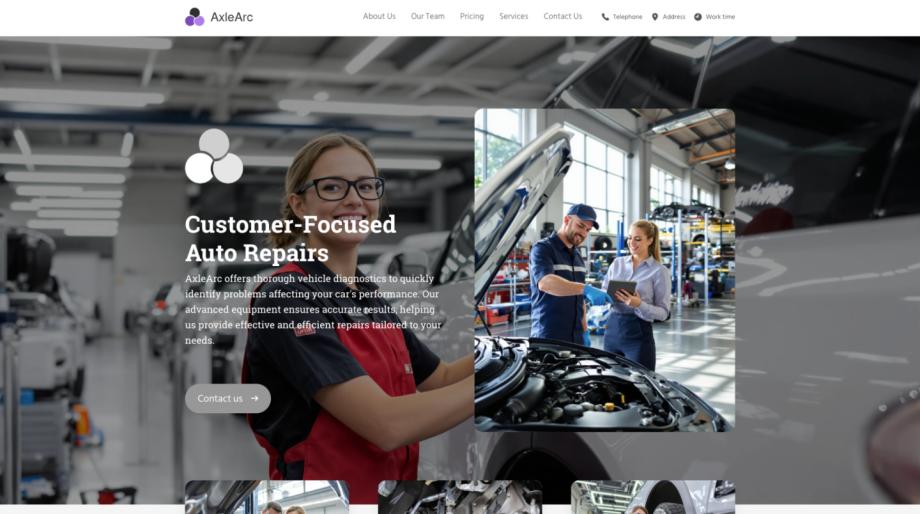Professional Auto Repair Website Template - AxleArc