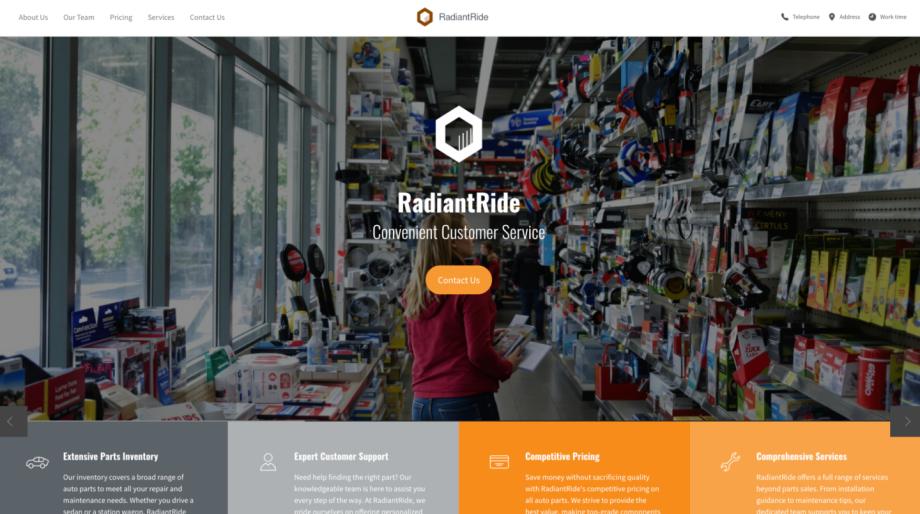 RadiantRide - Dynamic Auto Parts Store Template