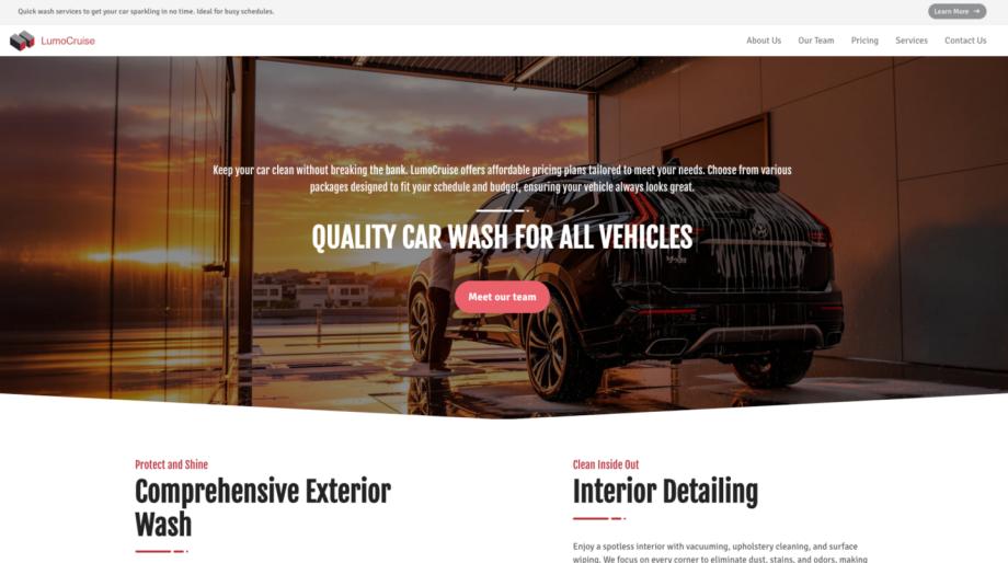 LumoCruise - Modern Car Wash Website Template