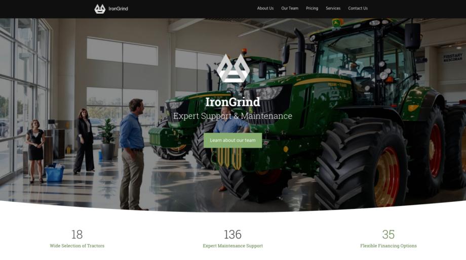 IronGrind - Modern Tractor Dealer Website Template