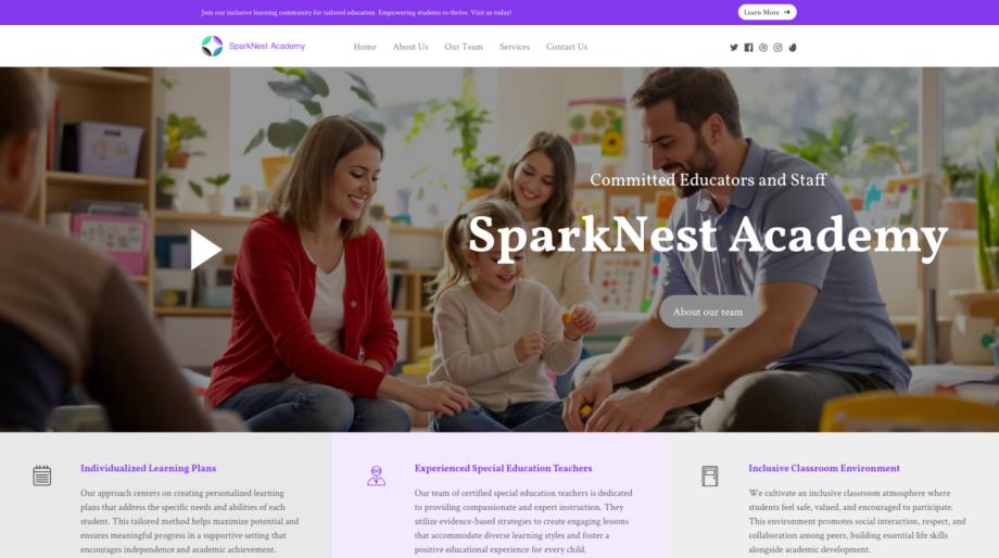 SparkNest Academy - Special Education School Website