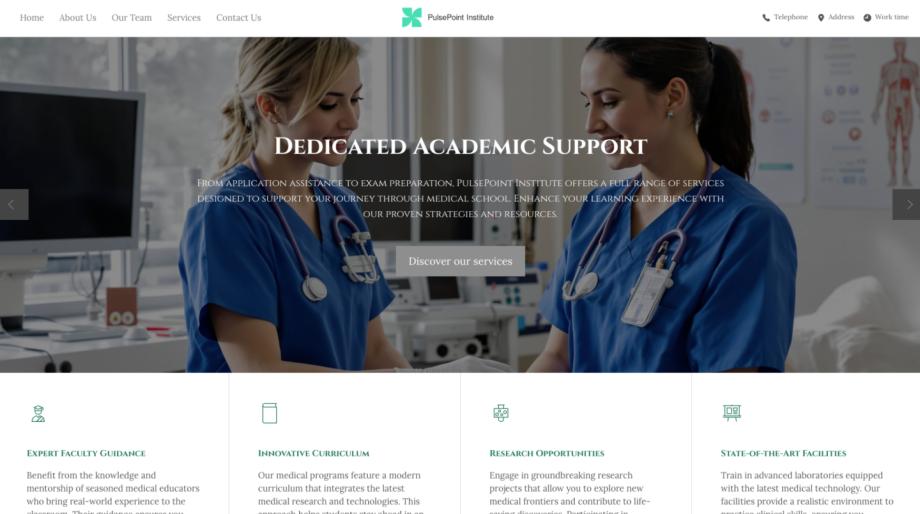 PulsePoint Institute - Modern Medical School Website