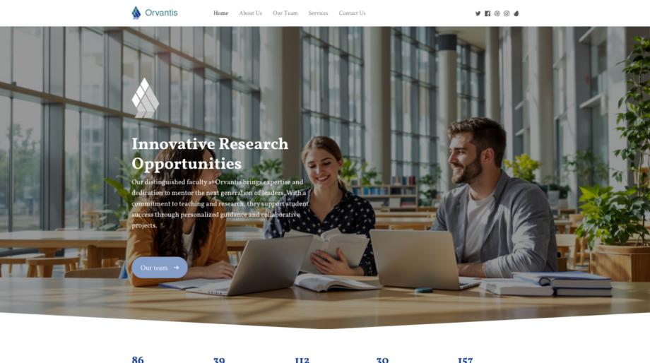 Orvantis - Higher Education Research University Template