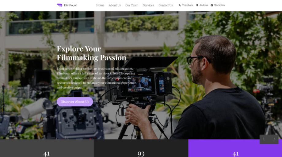 FilmFount - A Modern Template for Film School Websites