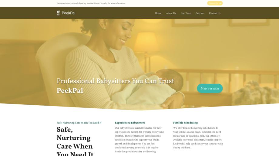 PeekPal - Modern Babysitter Services Template