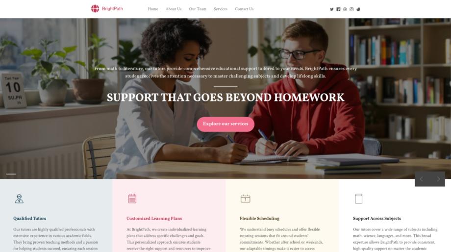 BrightPath - Customizable Tutoring Website Template