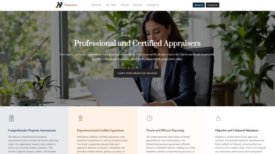 Professional Real Estate Appraiser Website Design