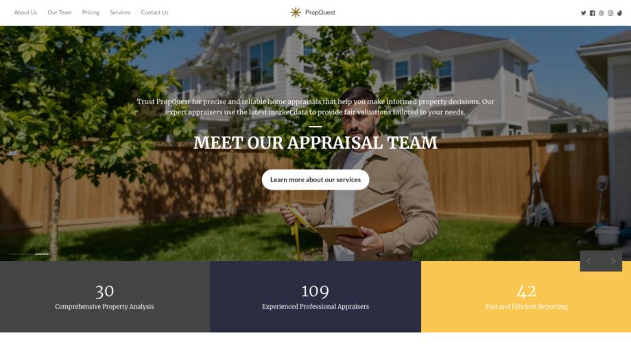 Real Estate Services Website Template - PropQuest