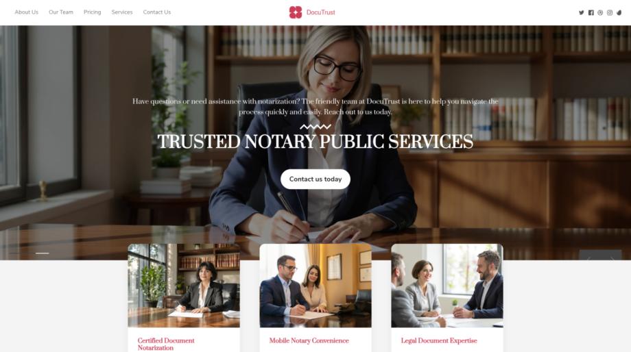 Professional Business Services Template for Notary Public
