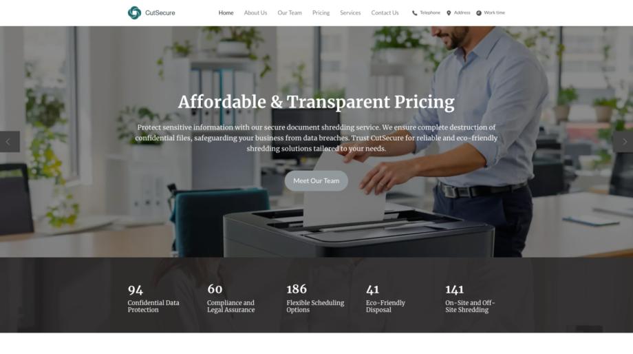 CutSecure - Document Shredding Service Website Template