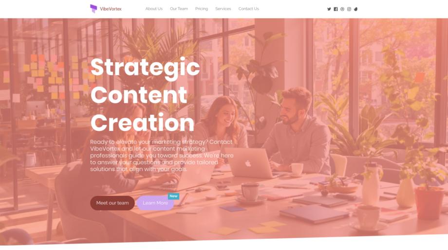 VibeVortex - Creative Content Marketing Agency Template