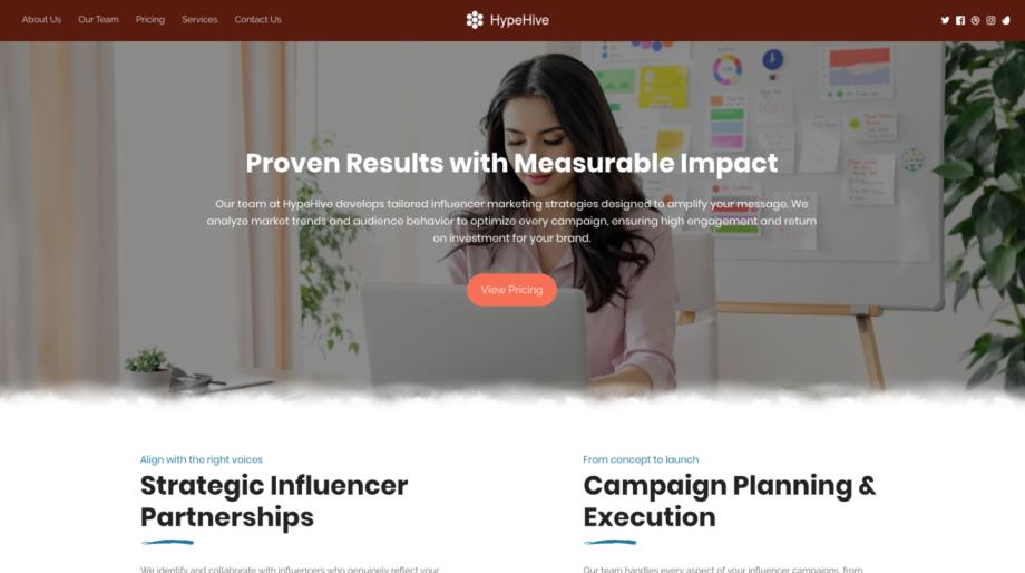 HypeHive - Innovative Influencer Marketing Agency Template