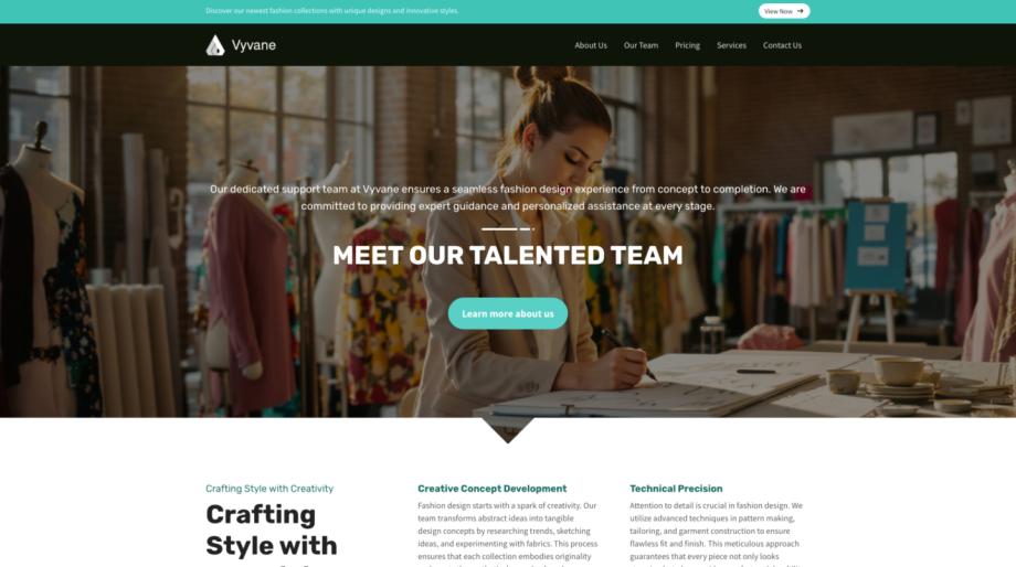 Vyvane - Professional Fashion Designer Website Template