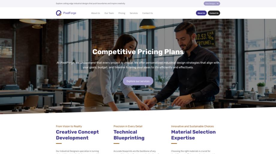 PixelForge Industrial Designer Portfolio Template