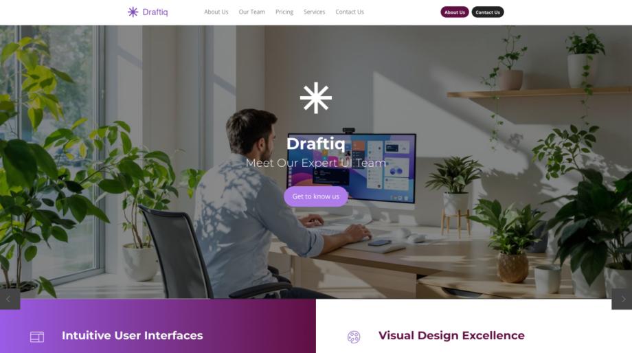 Draftiq - Modern UI Designer Template for Design & Architecture Services