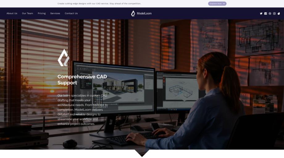 Modern CAD Service Website Design for ModelLoom