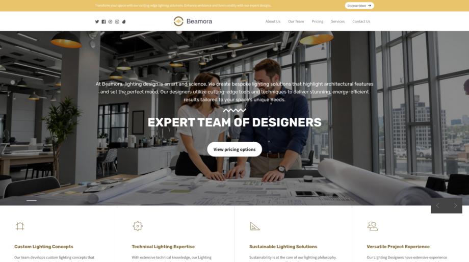 Beamora - Modern Lighting Designer Portfolio Template