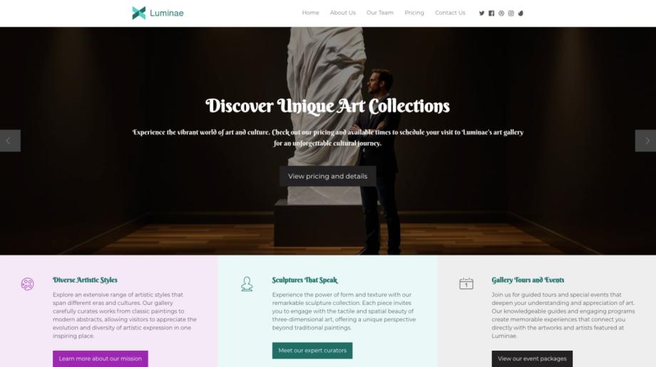 Discover Luminae: An Art Gallery Website Showcase
