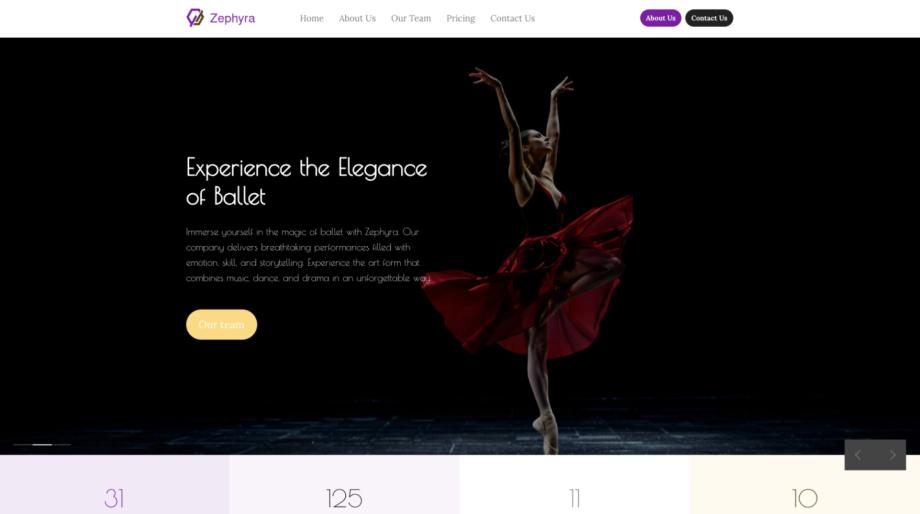 Zephyra Ballet Company Website Template