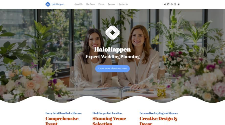 Modern Wedding Planner Website Template - HaloHappen