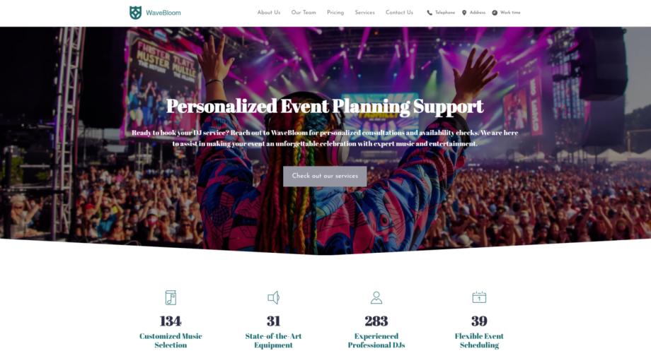 WaveBloom - Dynamic DJ Service Website Template