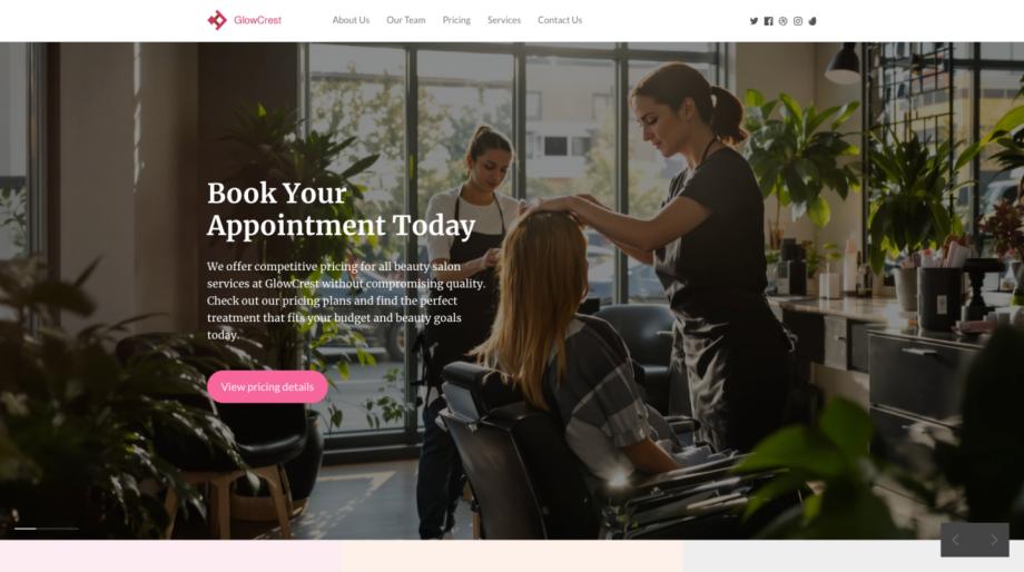 GlowCrest Beauty Salon Website Template