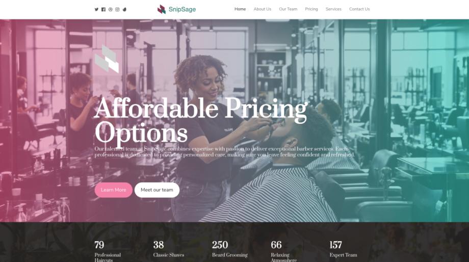 SnipSage - Modern Barber Shop Website Template